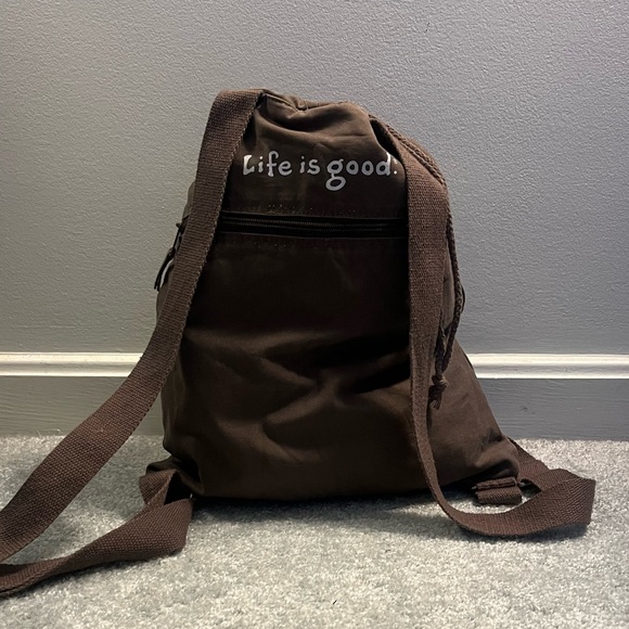 Life is Good Cotton Drawstring Backpack - Picture 5 of 6
